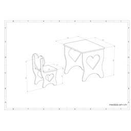 Mesa Infantil Coração, Kit com Duas Cadeiras em Mdf. - 4