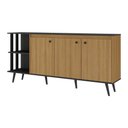 Ver imagem 1 de Aparador Buffet com 3 Portas 2 Nichos Retrô 180cm Multimóveis CR50282 Lâmina Mel/Preto