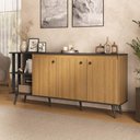Ver imagem 2 de Aparador Buffet com 3 Portas 2 Nichos Retrô 180cm Multimóveis CR50282 Lâmina Mel/Preto