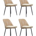 Ver imagem 1 de Kit 4 Cadeiras para Sala de Jantar Estofada em Couro Quebec Marrom/Caramelo