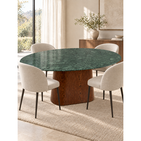 Mesa de Jantar Oval Verde Guatemala 140x90cm Cone - Pau Ferro