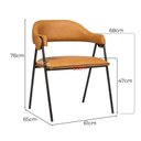 Ver imagem 3 de Cadeira de Metal Design Moderno Estofada para Sala de Jantar Zaya Preto/Corino Caramelo
