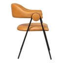 Ver mais imagens de Cadeira de Metal Design Moderno Estofada para Sala de Jantar Zaya Preto/Corino Caramelo