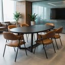 Ver imagem 2 de Cadeira de Metal Design Moderno Estofada para Sala de Jantar Zaya Preto/Corino Caramelo
