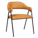 Ver imagem 1 de Cadeira de Metal Design Moderno Estofada para Sala de Jantar Zaya Preto/Corino Caramelo