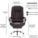 Ver imagem 5 de Cadeira de Escritório Presidente 7 Pontos com Apoio Aos Pés Coffee