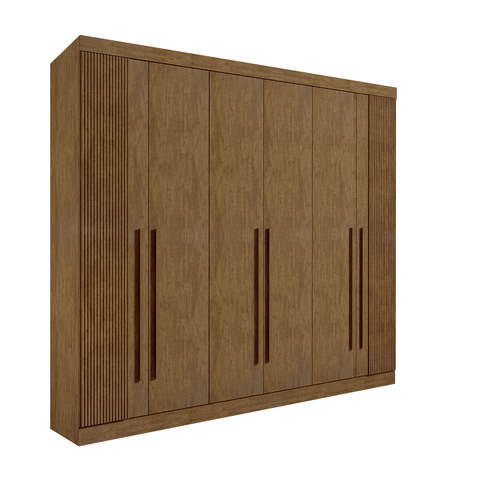 Guarda Roupa Casal Ripado 6 Portas 6 Gavetas da Vinci Ipê 100% Mdf - D' Doro
