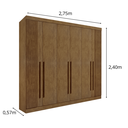 Ver imagem 3 de Guarda Roupa Casal Ripado 6 Portas 6 Gavetas da Vinci Ipê 100% Mdf - D' Doro