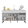 Balcão Cozinha Gabinete Pia 150 Cm 3 Portas 1 Gaveta Veneza Multimóveis Mp2072.964 Branco/preto - 4