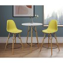 Ver imagem 1 de Conjunto Bistrô Eames Eiffel Mesa Branca com 2 Banquetas Amarelas de Madeira