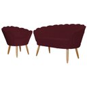 Ver imagem 1 de Kit Namoradeira + 1 Poltrona Decorativa Pétala Suede Marsala Pés Madeira Ms Decor