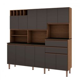 Cozinha Compacta Malbec Prime 12 Portas 2 Gavetas 100% Mdf Ébano/grafite Belga - Genialflex - 2