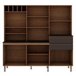 Cozinha Compacta Malbec Prime 12 Portas 2 Gavetas 100% Mdf Ébano/grafite Belga - Genialflex - 3