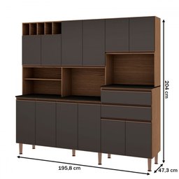 Cozinha Compacta Malbec Prime 12 Portas 2 Gavetas 100% Mdf Ébano/grafite Belga - Genialflex - 4