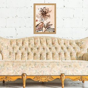 Quadro Moldura Dourada Flor Rosê 33x24cm:com Vidro