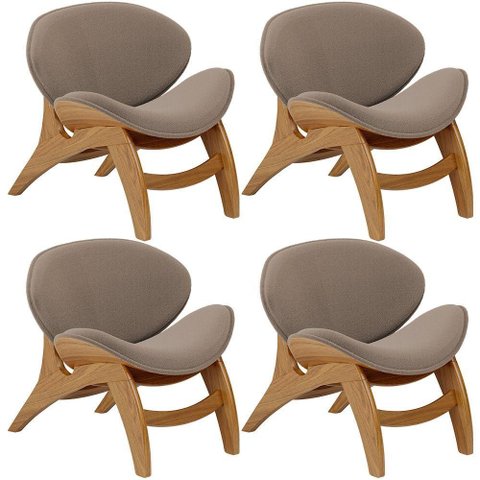 Kit 4 Poltronas Decorativa Orgânica Sala Living Kadosh L02 Bouclê Bege