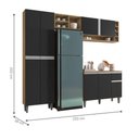 Ver imagem 2 de Cozinha Compacta Delina 9 Portas 1 Gaveta MDP Amêndoa Preto AJL Móveis