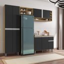Ver imagem 1 de Cozinha Compacta Delina 9 Portas 1 Gaveta MDP Amêndoa Preto AJL Móveis
