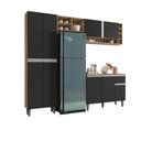 Ver imagem 3 de Cozinha Compacta Delina 9 Portas 1 Gaveta MDP Amêndoa Preto AJL Móveis
