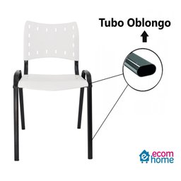 Kit com 10 Cadeiras Iso para Escola Escritório Comércio Branca Base Preta Ecomhome - 6