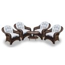 Ver imagem 1 de Conjunto de Poltronas Fibra Sintética Janaína - 4 Poltronas + 1 Mesa Centro - Tecido Duna Cru