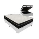 Ver imagem 1 de Cama Box Baú Viúva 128 Tecido Sintético Branco com Colchão Paris de Molas Ensacadas Preto 26x128x188