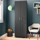 Ver imagem 2 de Estante de Livros para Escritório Mdp Texturizado Home Office Portas Grandes Alf Preto G47 - Gran Be