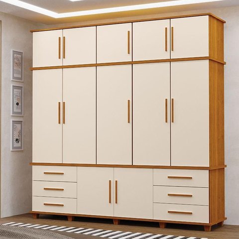 Guarda Roupa Casal Londres 5 Portas Ambiente Freijó Off White – Luapa Móveis