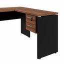 Ver imagem 5 de Mesa de Escritório em L 30mm com Gaveteiro Suspenso e Chave F5 Office Cor:Nogal com Preto
