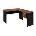 Ver imagem 2 de Mesa de Escritório em L 30mm com Gaveteiro Suspenso e Chave F5 Office Cor:Nogal com Preto