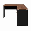 Ver imagem 6 de Mesa de Escritório em L 30mm com Gaveteiro Suspenso e Chave F5 Office Cor:Nogal com Preto