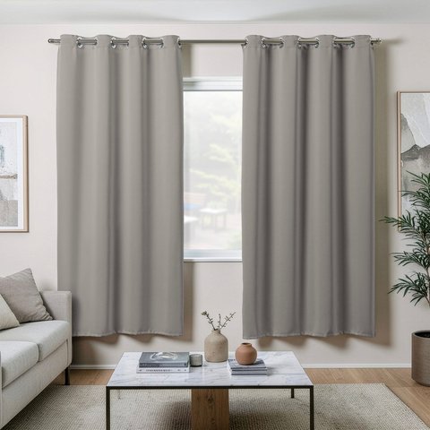Cortina Basic Blackout 2,20 x 1,30 m para Varão Simples 1: Cinza
