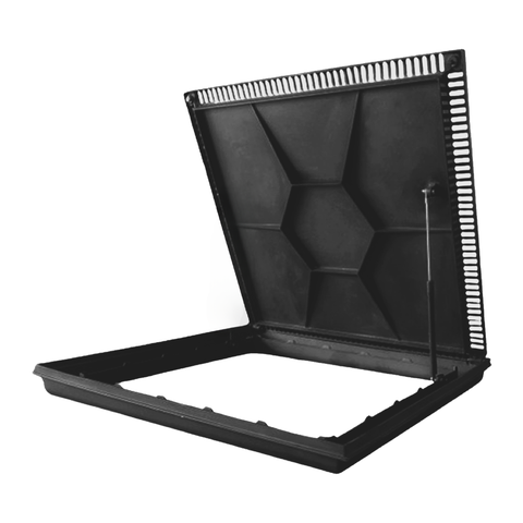 Tampa para Casa Máquinas Piscina 80x80cm com Grelha Cor Preto