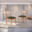 Ver imagem 1 de Par de Cadeiras em Madeira Maciça Kappesberg Zaira Suede Mescla Verde