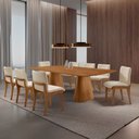 Ver imagem 1 de Sala de Jantar Mesa Noronha 220cm Tampo Laminado Barril com 8 Cadeiras Bella Mobillare