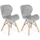 Ver imagem 1 de Kit 02 Cadeiras Charles Eames Eiffel Slim Wood Estofada - Cinza