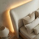 Ver imagem 3 de Cabeceira Cama Casal King Size Livia 195cm Orgânica Curva Bouclê Off White - Vimont Moveis