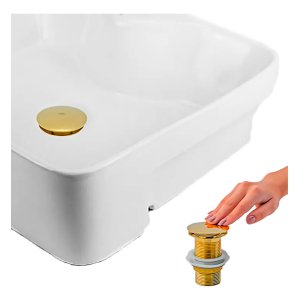 Kit Cuba Semi Encaixe Sicília e Válvula Click para Cubas Inox Dourada