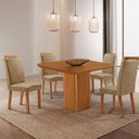 Ver imagem 2 de Mesa de Jantar Eloise 90cm Tampo MDF Laminado Canto Copo com 4 Cadeiras Aline