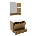 Ver imagem 3 de Conjunto para Banheiro Balcão com Espelho sem Cuba 60cm Bn3689 Tecnomobili Amendoa/ Marmore Branco