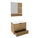 Ver imagem 5 de Conjunto para Banheiro Balcão com Espelho sem Cuba 60cm Bn3689 Tecnomobili Amendoa/ Marmore Branco