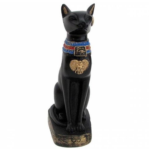 Estátua Egípcia Gato Bastet Preto 14cm (b48370) - Un