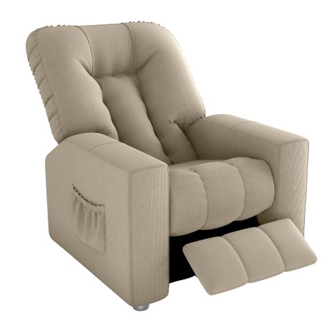 Poltrona do Papai Bean 82cm Reclinável Manual Suede Bege - Sallar Home