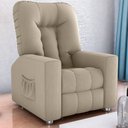 Ver imagem 2 de Poltrona do Papai Bean 82cm Reclinável Manual Suede Bege - Sallar Home