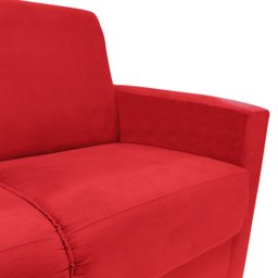 Sofá 2 Lugares Vitória Para Sala de Estar Escritório Com 2 Almofadas Suede Vermelho - Ninho Decor - 5