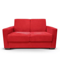 Sofá 2 Lugares Vitória Para Sala de Estar Escritório Com 2 Almofadas Suede Vermelho - Ninho Decor - 4
