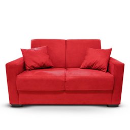 Sofá 2 Lugares Vitória Para Sala de Estar Escritório Com 2 Almofadas Suede Vermelho - Ninho Decor - 3