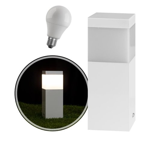 Poste Balizador Branco 20cm para Jardim em Alumínio + LED Branco Frio ST2791