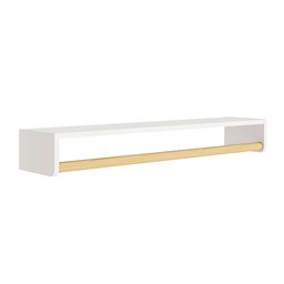 Prateleira Theo com Cabideiro Branco Fosco e Madeira Natural - 93cmx20cmx13cm Abra Cadabra - 1