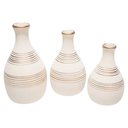 Ver imagem 1 de Trio Vasos Garrafas em Cerâmica Fosca de Sala Decor - White Gold